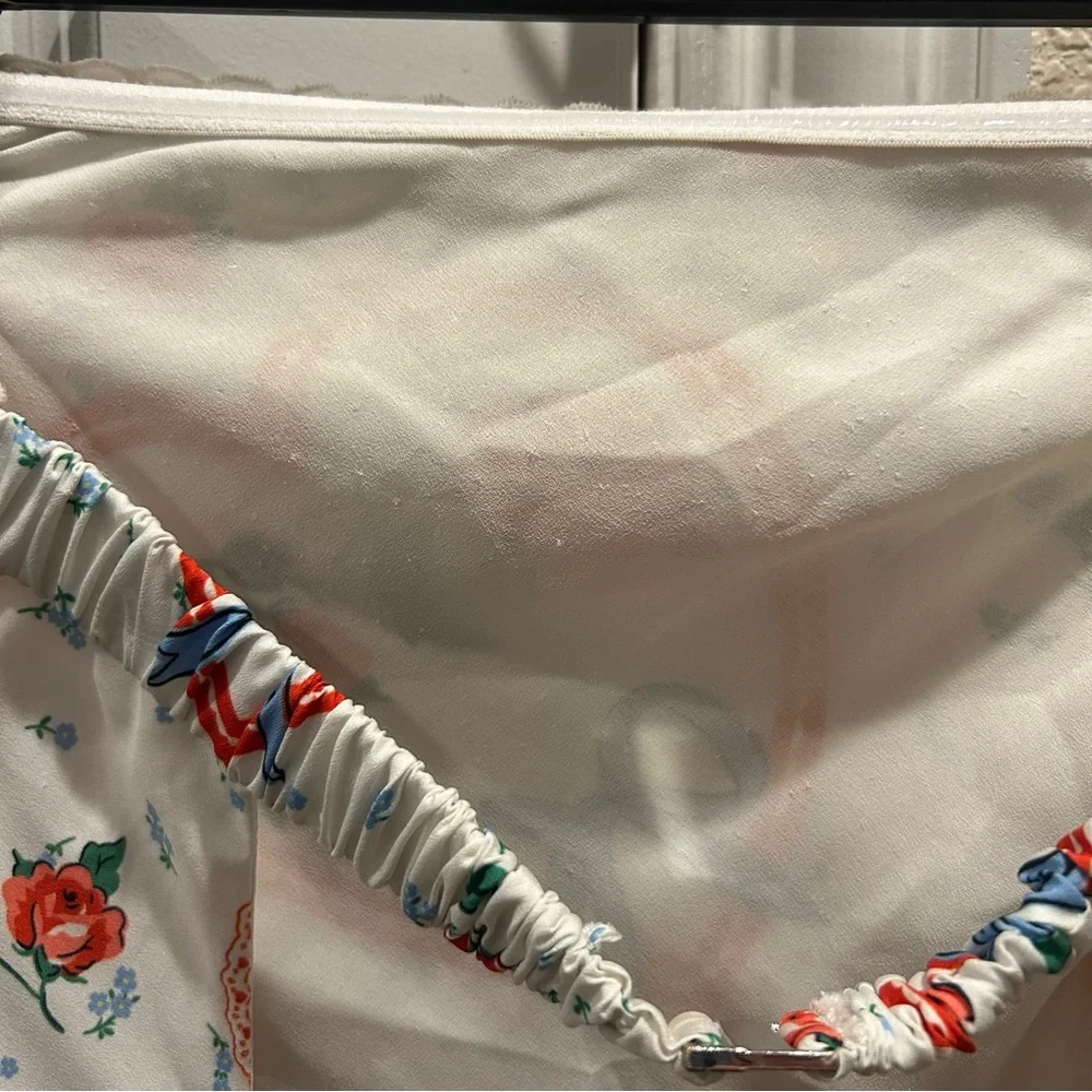 For Love & Lemons Daisy Mae Heart Cherry Print Strapless Ruffle Midi Dress - Picture 10 of 12